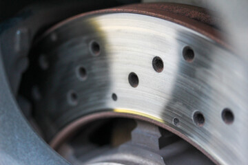 Close-up of performance car brake rotor