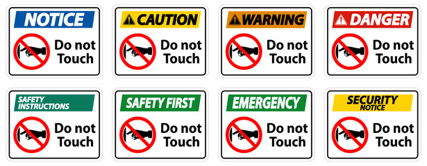 Notice do not touch sign label on transparent background