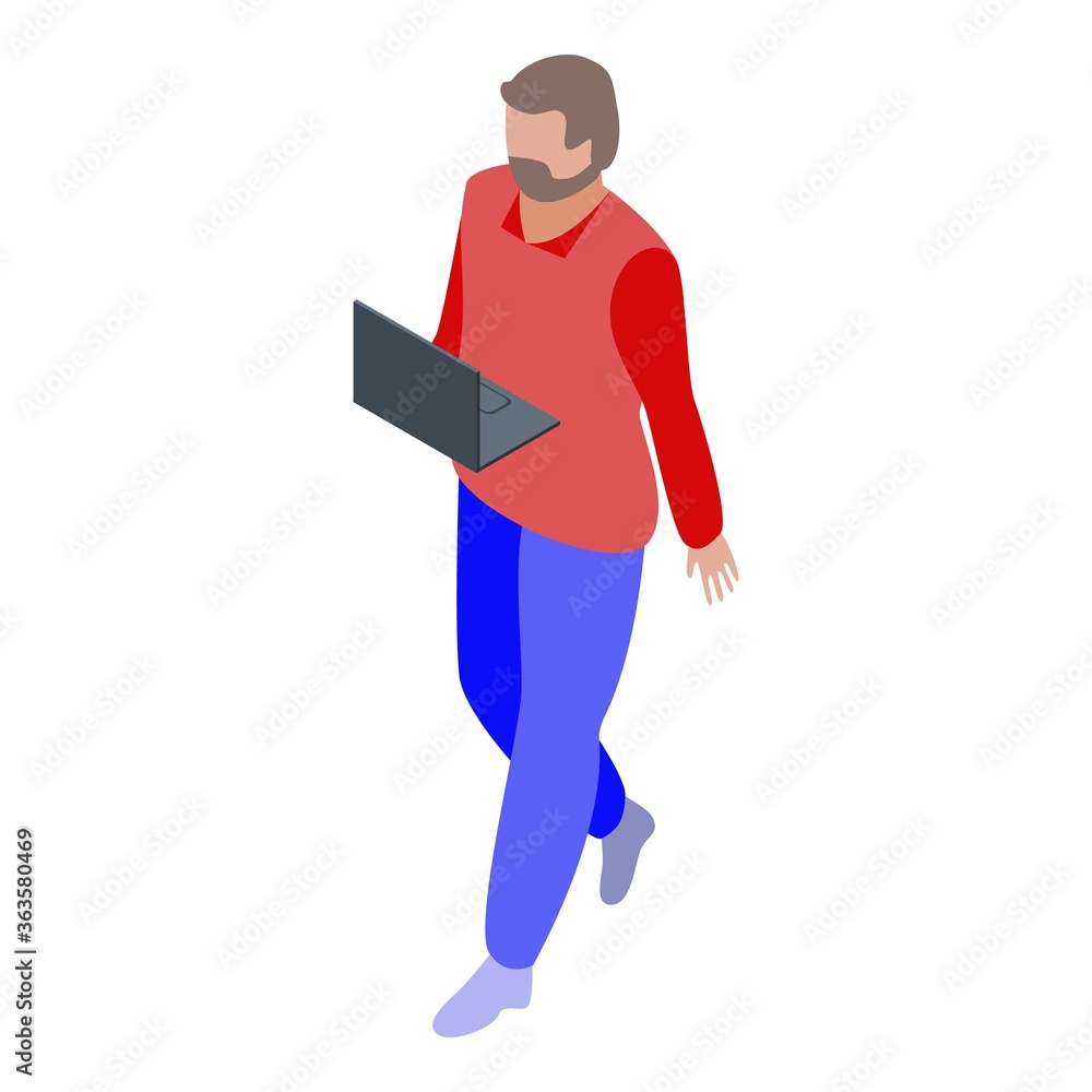 Poster it administrator laptop icon. isometric of it administrator laptop vector icon for web design isolat