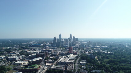 Fototapeta premium Aerial view of the Charlotte skyline.