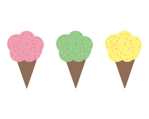 Flat Design Ice Cream Cones with Sprinkles Illustration