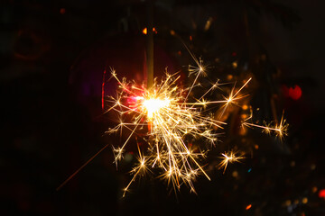 Bengali fire. Festive firework salute burst. Festive new year background.
