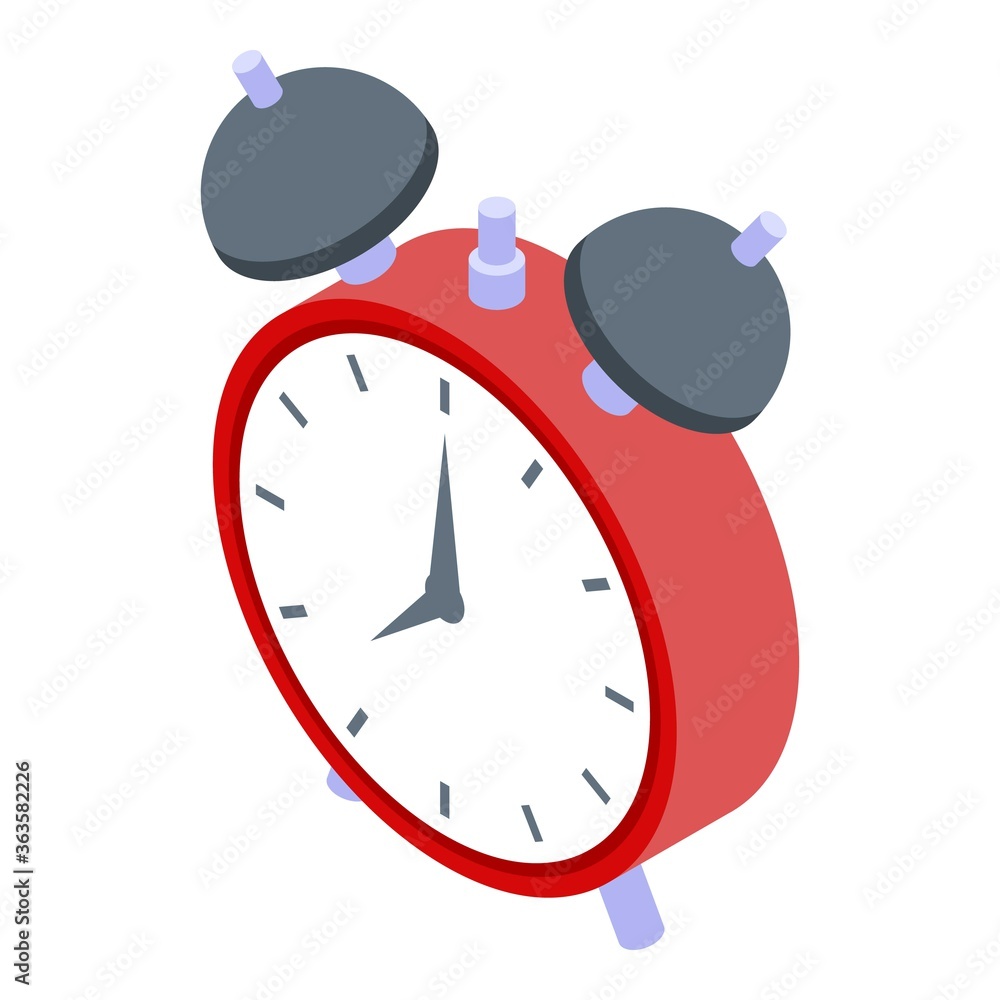 Poster home alarm clock icon. isometric of home alarm clock vector icon for web design isolated on white ba