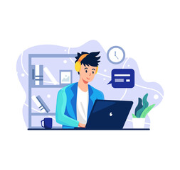 Man talking on the laptop illustration