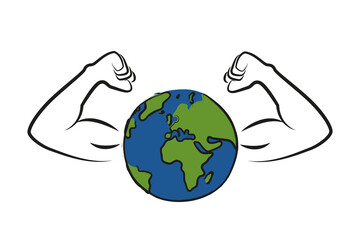 strong earth globe with muscular arms vector illustration EPS10
