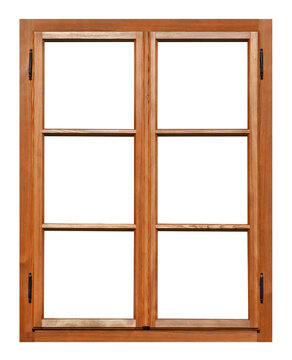 Wooden window on white background