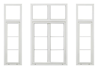 Three plastic window on white background