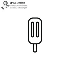 Ice lolly, ice cream icon thin line, linear, outline. Simple sign, logo