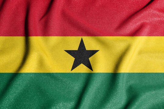 National flag of the Ghana. The main symbol of an independent country. An attribute of the large size of a democratic state.
