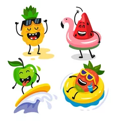 Fotobehang cute funny fruits relax in summer © bioraven