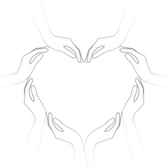 human hands form a heart isolated on white background vector illustration EPS10
