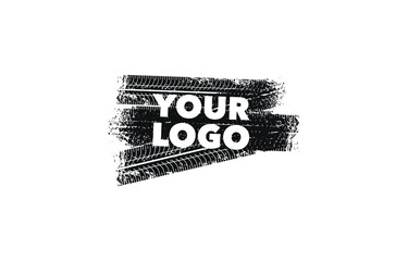 Logo for car dealership, car, taxi. Tire tracks with company name