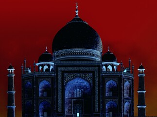 Beautiful Black colored Taj Mahal during dawn time