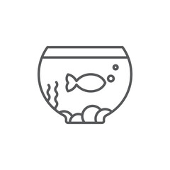 Aquarium with fish vector icon symbol isolated on white background