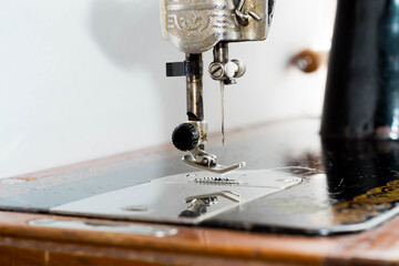 old sewing machine close up details