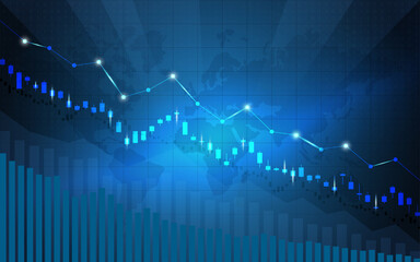 Financial stock market graph on stock market investment trading, Bullish point, Bearish point. trend of graph for business idea and all art work design. vector illustration.