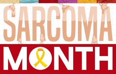 Tissues, Sign and Yellow Ribbon for Sarcoma Awareness Month, Vector Illustration