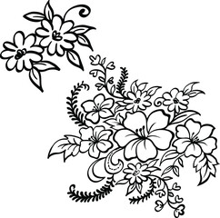 Hand drawn flowers vector set