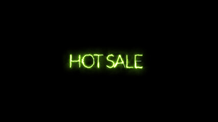 Hot sale word neon light, luminous signboard, nightly advertising advertisement of sales rebates of hot sale. illustration. Editing text neon sign