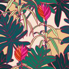 Tropic Plant Seamless Pattern. 