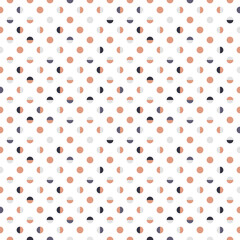 Polka-Dot seamless vector pattern. Elegant regular geometric pattern with tiled small circles and semicircles. Great for fashion, interior decoration, wallpapers, curtains and upholstery. 