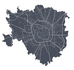 Obraz premium Milan map. Detailed map of Milan city poster with streets. Dark vector.