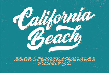 "California Beach". Original Brush Script Font. Retro Typeface. Vector Illustration.