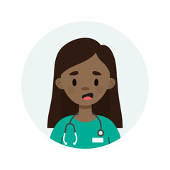 Happy female doctor/nurse wearing a stethoscope.  Avatar of a young doctor talking.
