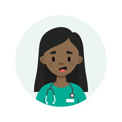 Happy female doctor/nurse wearing a stethoscope.  Avatar of a young doctor talking.
