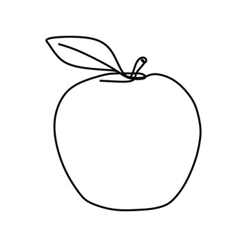 Continuous one line drawing art of  an apple fruit. Vector illustration