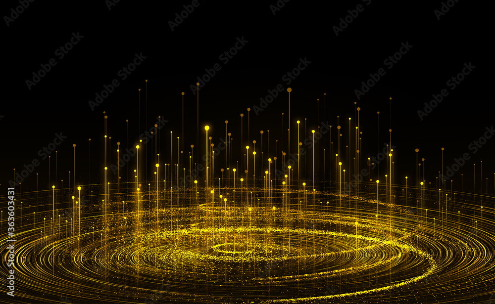 Poster dot line glowing particle vortex, internet technology big data, communication technology technology 