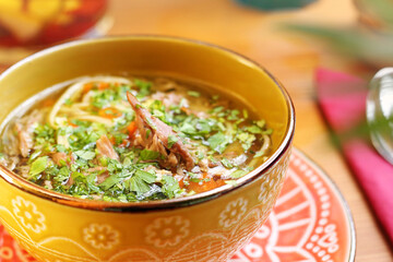 Appetizing dish. Suggestion of serving a dish. Culinary photography.