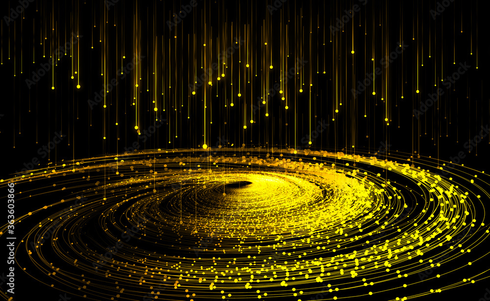 Poster dot line glowing particle vortex, internet technology big data, communication technology technology 
