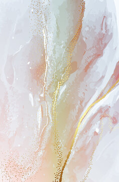 Watercolor abstract paink, marble ivory abstract Blush rose gold lcohol ink flow, liquid ink splash color acrylic swirl, business card gradient, luxury template in vector