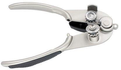 Can opener equipment for opening cans isolated on white