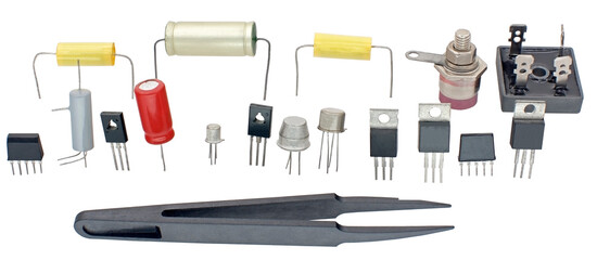 transistors different type on a white