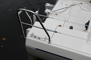 Fototapeta premium elements and fastenings of a yacht, boats, technical part, bolts, ladder, tape measure, cables, ropes, frame, yacht.