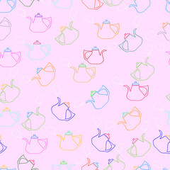 Vector hand drawn tea time pattern. Seamless backlground