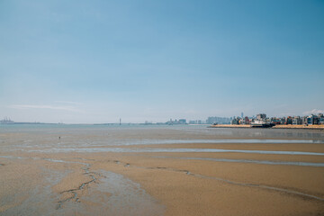 Oido seascape under blue sky in Siheung, Korea