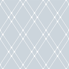 Geometric seamless pattern from white rhombus with dots on grey background. Abstract diamond vector pattern. Simple vector illustration. Geometric design for fabric, wallpaper, scrapbooking, textile