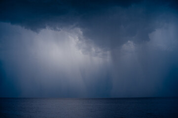 lightning over the sea in the night