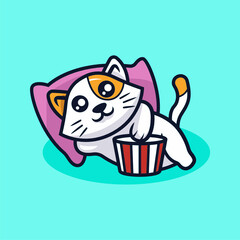 Cute kawaii cat mascot design vector illustration