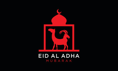 Fototapeta premium Eid Al Adha Mubarak the celebration of Muslim community festival background design with camel and goat 