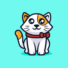 Cute kawaii cat mascot design vector illustration