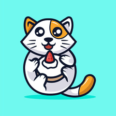 Fototapeta na wymiar Cute kawaii cat mascot design vector illustration