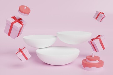 Mockup background for product display with gift in modern minimal style.