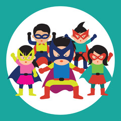 super hero with mask and cape cartoon character. vector illustration