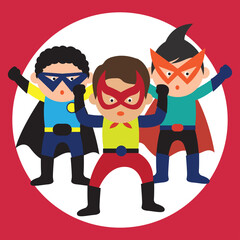 super hero with mask and cape cartoon character. vector illustration