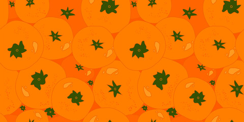 seamless pattern with bright orange fruits and citruses. ripe oranges, tangerines and persimmon. modern abstract design for packaging, print for clothes, fabric