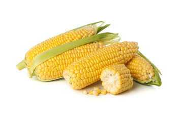 Fresh raw corn isolated on white background